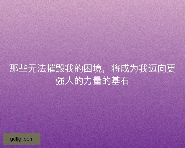 那些无法摧毁我的困境，将成为我迈向更强大的力量的基石